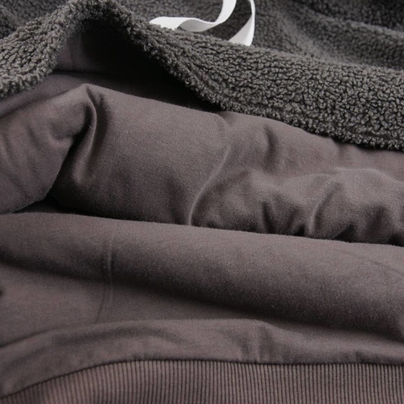 Gymshark Borg Gray Faux Sherpa Hoodie Womens Sz L - Picture 7 of 9